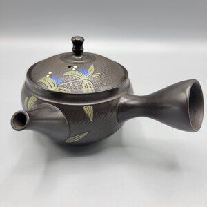 Japanese Kyusu Teapot Bellflower Design Tokoname Ware Ceramic Floral Design